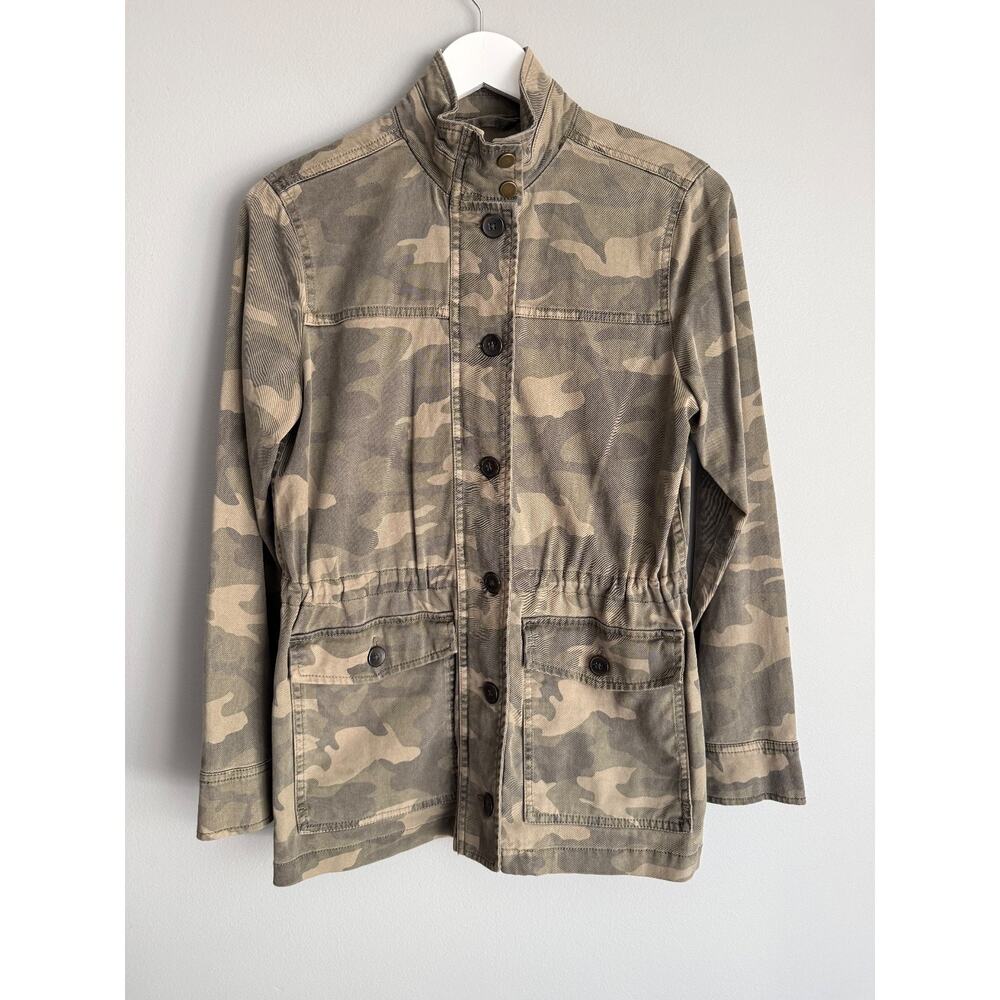 Lucky Brand Women's S Camo Military Utility Jacket Zip Button Lyocell Stretch